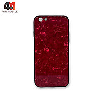 Чехол Iphone 6/6S пластиковый, мраморный, красного цвета