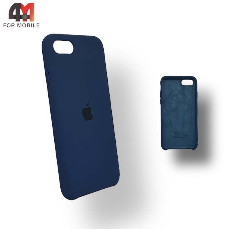 Чехол Iphone 7/8/SE 2020/SE 2022 Silicone Case, 8 черно-синего цвета - фото 1 - id-p226618978