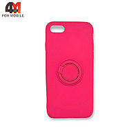 Чехол Iphone 7/8/SE 2020/SE 2022 силиконовый с кольцом, ярко-розового цвета