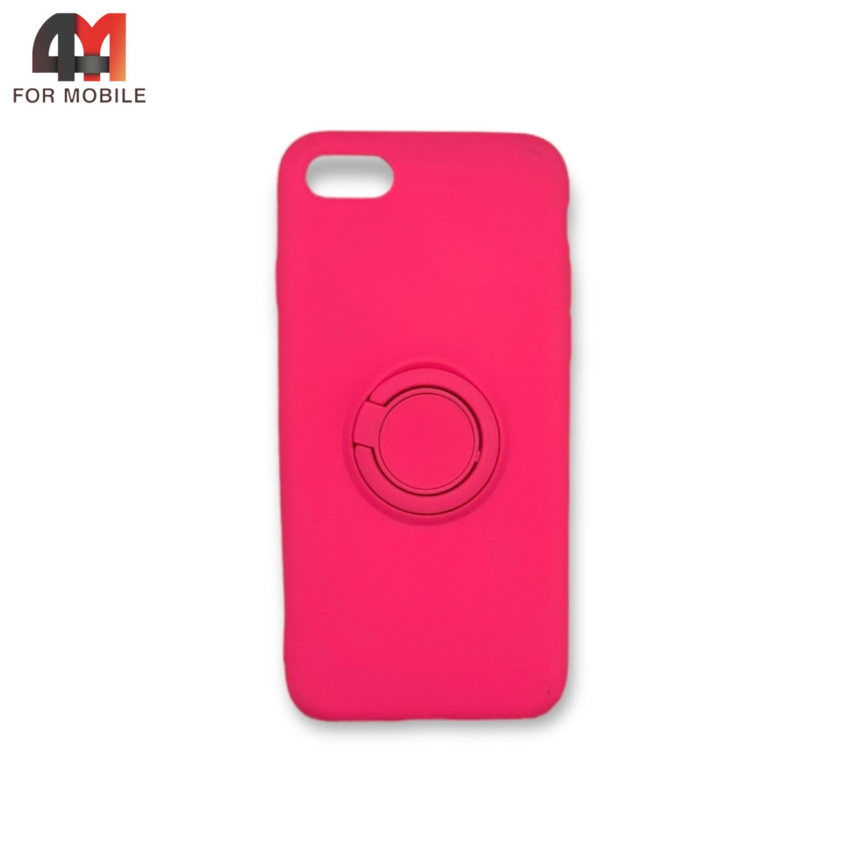 Чехол Iphone 7/8/SE 2020/SE 2022 силиконовый с кольцом, ярко-розового цвета - фото 1 - id-p226623258