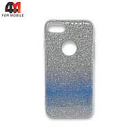 Чехол Iphone 7/8/SE 2020/SE 2022 силиконовый, блестящий с переходом, синего цвета