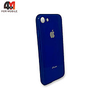 Чехол Iphone 7/8/SE 2020/SE 2022 пластиковый, глянцевый с логотипом, синего цвета
