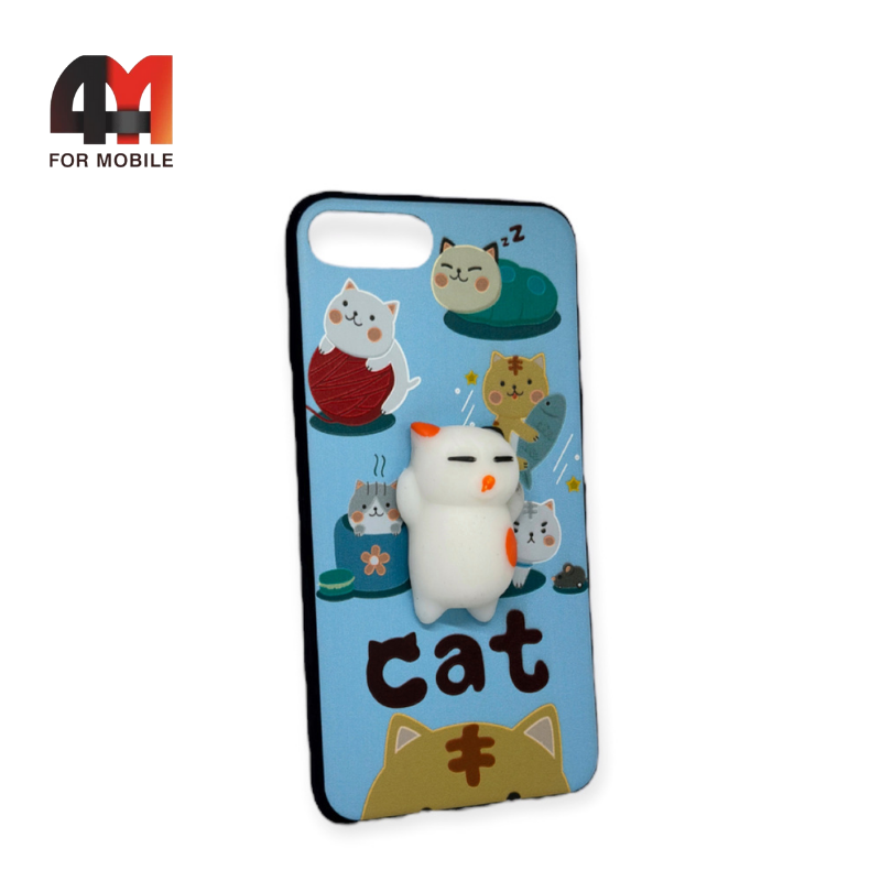 Чехол Iphone 7 Plus/8 Plus силиконовый, с игрушкой антистресс, cat - фото 1 - id-p226621746