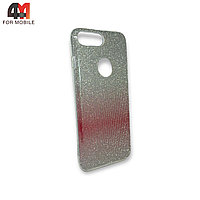 Чехол Iphone 7 Plus/8 Plus силиконовый с блестками и переходом, красного цвета