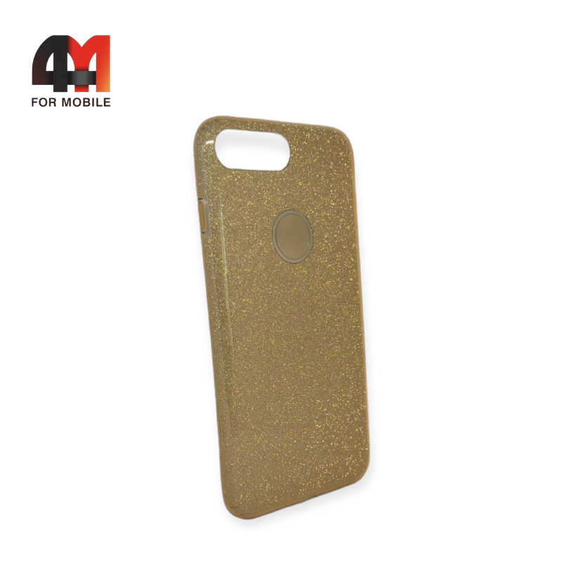 Чехол Iphone 7 Plus/8 Plus силиконовый с блестками, золотого цвета - фото 1 - id-p226617956