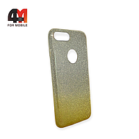Чехол Iphone 7 Plus/8 Plus силиконовый с блестками и переходом, желтого цвета