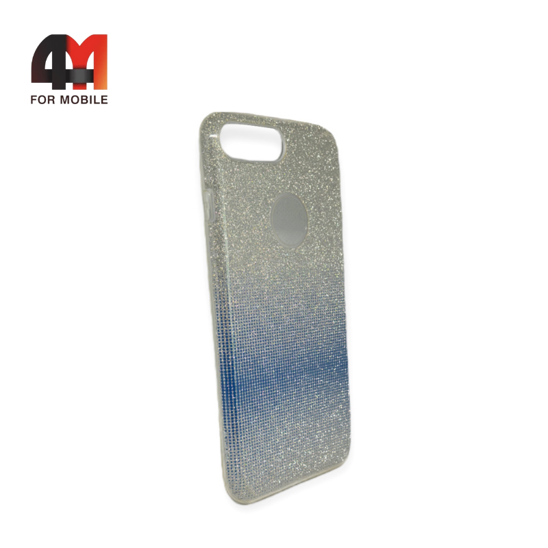 Чехол Iphone 7 Plus/8 Plus силиконовый с блестками и переходом, синего цвета - фото 1 - id-p226618321
