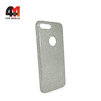 Чехол Iphone 7 Plus/8 Plus силиконовый с блестками, серебристого цвета