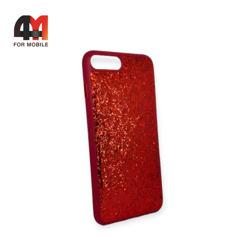 Чехол Iphone 7 Plus/8 Plus силиконовый, блестящий, красного цвета - фото 1 - id-p226618453