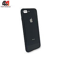 Чехол Iphone 7 Plus/8 Plus пластиковый, глянцевый с логотипом, черного цвета