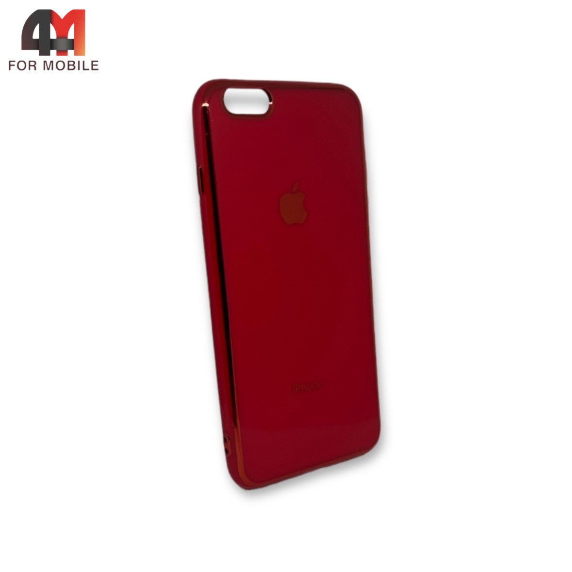 Чехол Iphone 6 Plus/6S Plus силиконовый, глянцевый с логотипом, красного цвета - фото 1 - id-p226618846