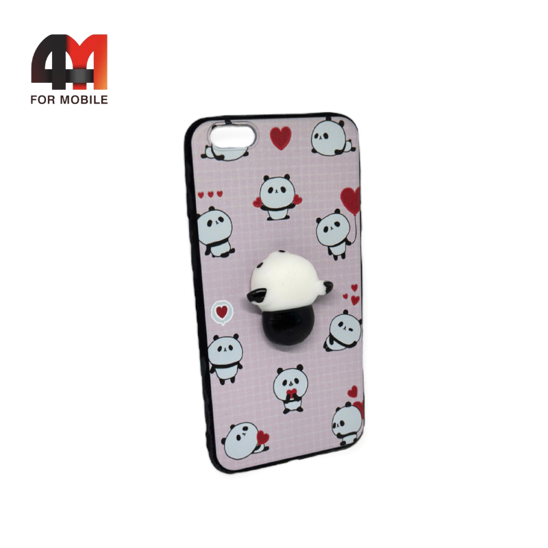Чехол Iphone 6 Plus/6S Plus силиконовый, с игрушкой антистресс, панда - фото 1 - id-p226617711