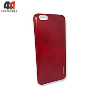 Чехол Iphone 6 Plus/6S Plus пластиковый, под кожу, красного цвета