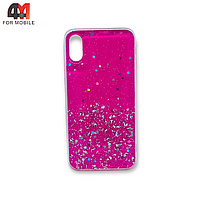 Чехол Iphone X/Xs силиконовый, глиттер, розового цвета