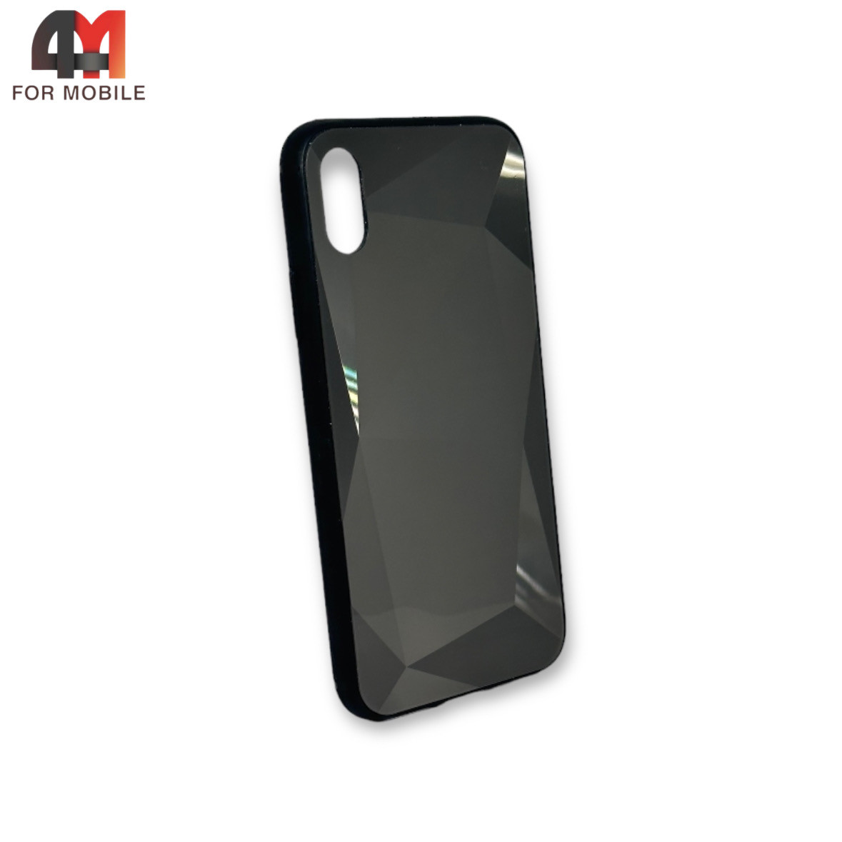 Чехол Iphone X/Xs пластиковый, зеркальный, черного цвета - фото 1 - id-p226623097