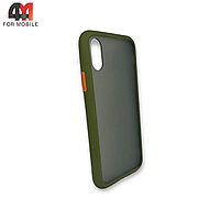 Чехол Iphone X/Xs пластиковый с усиленной рамкой, зеленого цвета