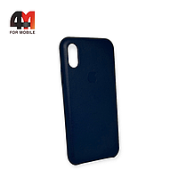 Чехол Iphone X/Xs пластиковый, Leather Case, синего цвета