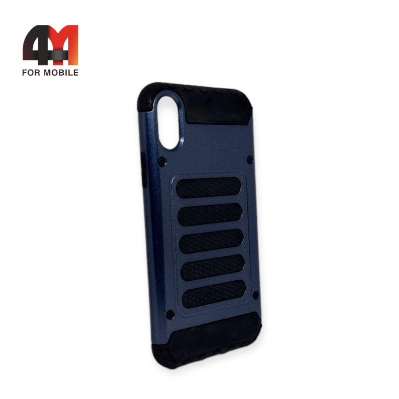 Чехол Iphone X/Xs пластиковый, противоударный, синего цвета, Spigen - фото 1 - id-p226624264
