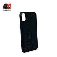 Чехол Iphone X/Xs силиконовый, рептилия, черного цвета