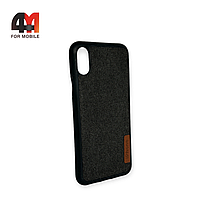 Чехол Iphone X/Xs силиконовый, тканевый, серого цвета, J-Case