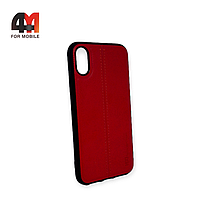 Чехол Iphone X/Xs силиконовый, под кожу, красного цвета, HDD