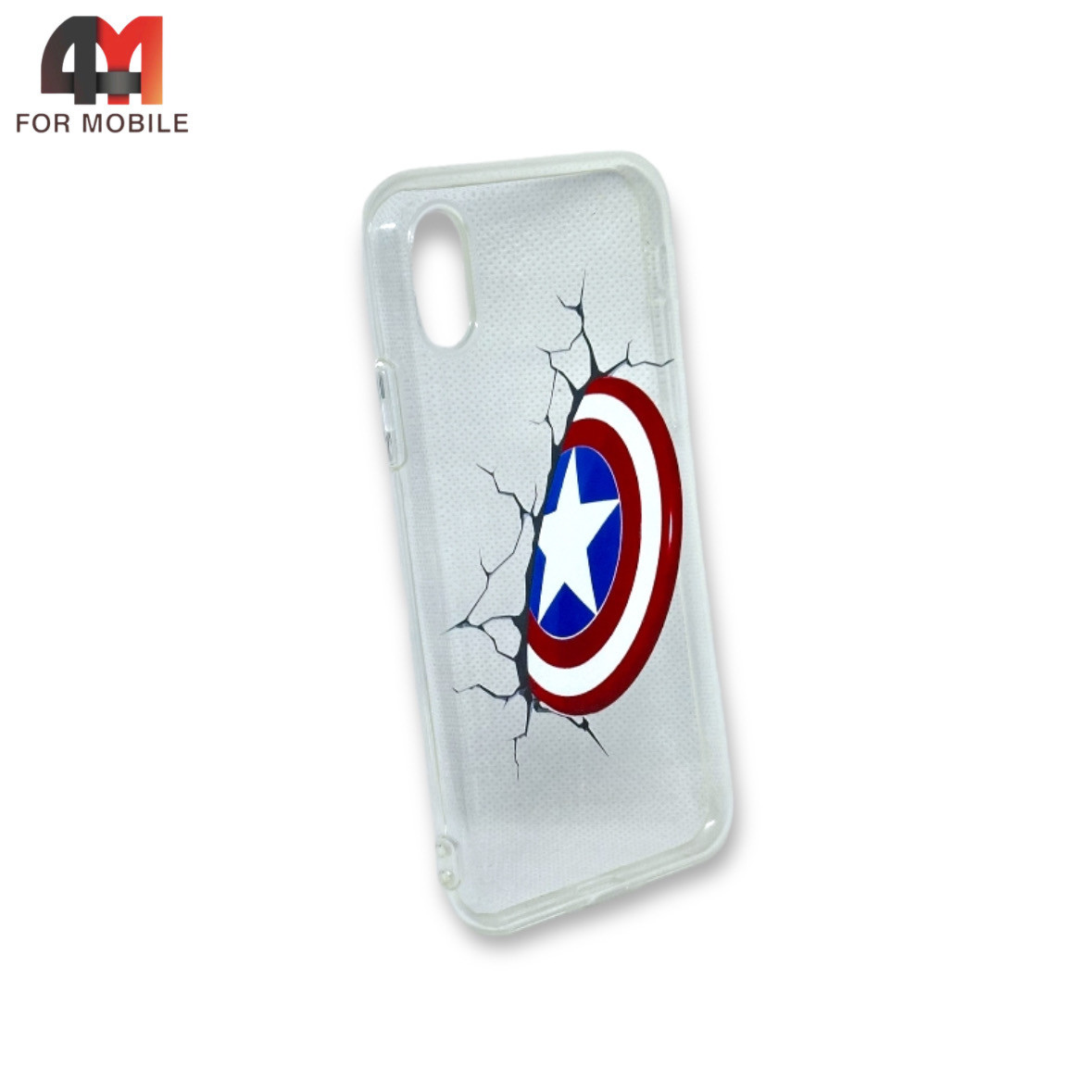 Чехол Iphone X/Xs силиконовый с рисунком, Капитан Америка - фото 1 - id-p226622558