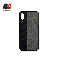 Чехол Iphone X/Xs силиконовый, тканевый, черно-серого цвета