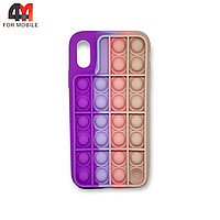 Чехол Iphone X/Xs силиконовый, pop it, фиолетового цвета