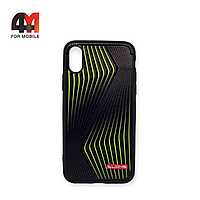 Чехол Iphone X/Xs силиконовый, ребристый, черно-зеленого цвета