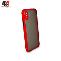 Чехол Iphone X/Xs пластиковый с усиленной рамкой, красного цвета
