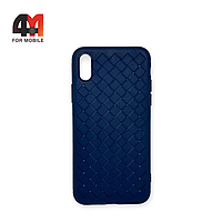 Чехол Iphone X/Xs силиконовый с переплетом, синего цвета