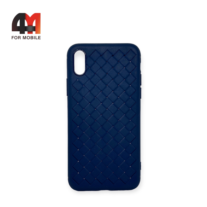 Чехол Iphone X/Xs силиконовый с переплетом, синего цвета - фото 1 - id-p226617700