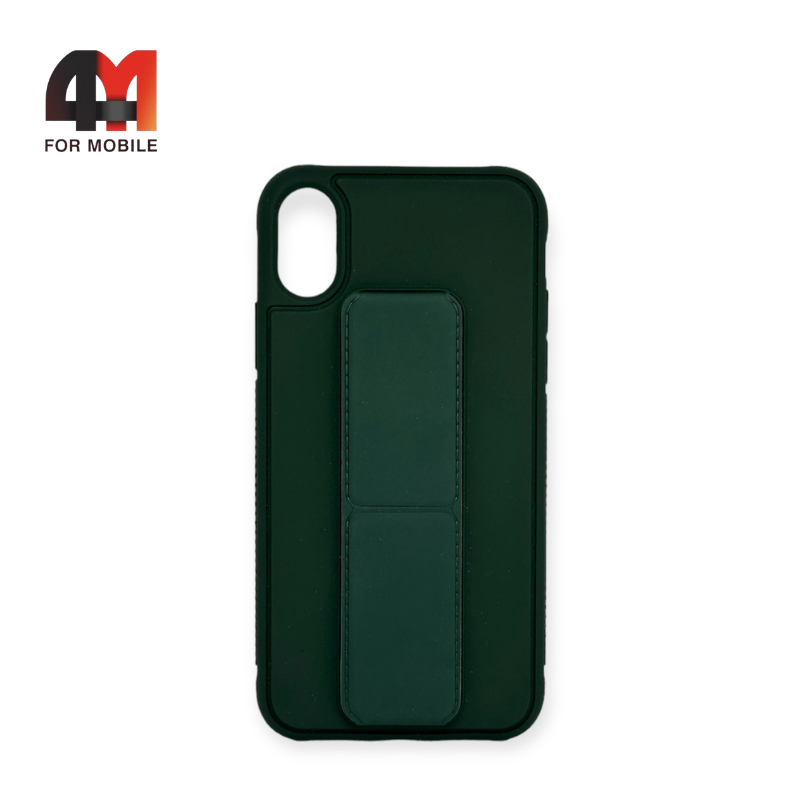 Чехол Iphone X/Xs силиконовый с магнитной подставкой, зеленого цвета - фото 1 - id-p226624234