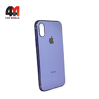 Чехол Iphone X/Xs силиконовый, глянцевый с логотипом, лавандового цвета, Hicool
