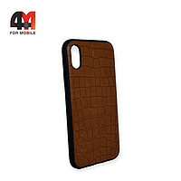 Чехол Iphone X/Xs силиконовый, рептилия, коричневого цвета