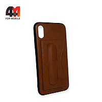 Чехол Iphone X/Xs силиконовый, с подставкой, коричневого цвета, Kanjian