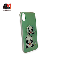 Чехол Iphone X/Xs силиконовый, с попсокетом, панда