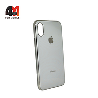 Чехол Iphone X/Xs силиконовый, глянцевый с логотипом, белого цвета, Hicool