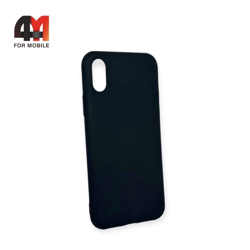Чехол Iphone X/Xs силиконовый, матовый, черного цвета - фото 1 - id-p226617502