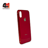 Чехол Iphone X/Xs силиконовый, глянцевый с логотипом, красного цвета, Hicool