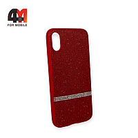 Чехол Iphone X/Xs пластиковый, блестящий, красного цвета