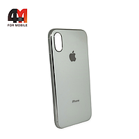 Чехол Iphone X/Xs силиконовый, с матовым логотипом, белого цвета, Hicool