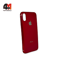 Чехол Iphone X/Xs силиконовый, с матовым логотипом, красного цвета, Hicool
