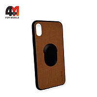 Чехол Iphone X/Xs силиконовый, с подставкой, коричневого цвета