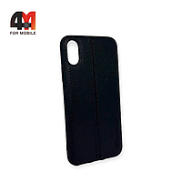 Чехол Iphone X/Xs силиконовый, под кожу, черного цвета, HDD