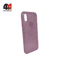 Чехол Iphone X/Xs силиконовый с блестками, фиолетового цвета
