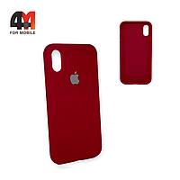 Чехол Iphone X/Xs Silicone Case с закрытым низом, малинового цвета