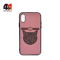 Чехол Iphone X/Xs пластиковый с рисунком, Gucci, розового цвета