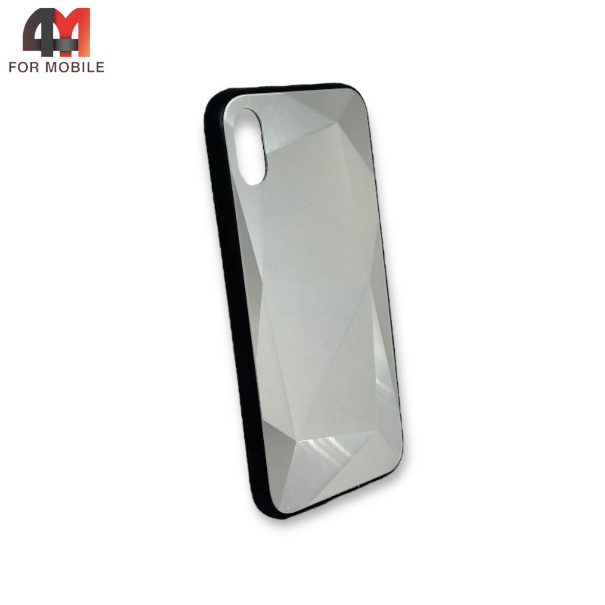 Чехол Iphone X/Xs пластиковый, зеркальный, серебристого цвета - фото 1 - id-p226621321