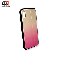 Чехол Iphone X/Xs пластиковый, хамелеон, розового цвета